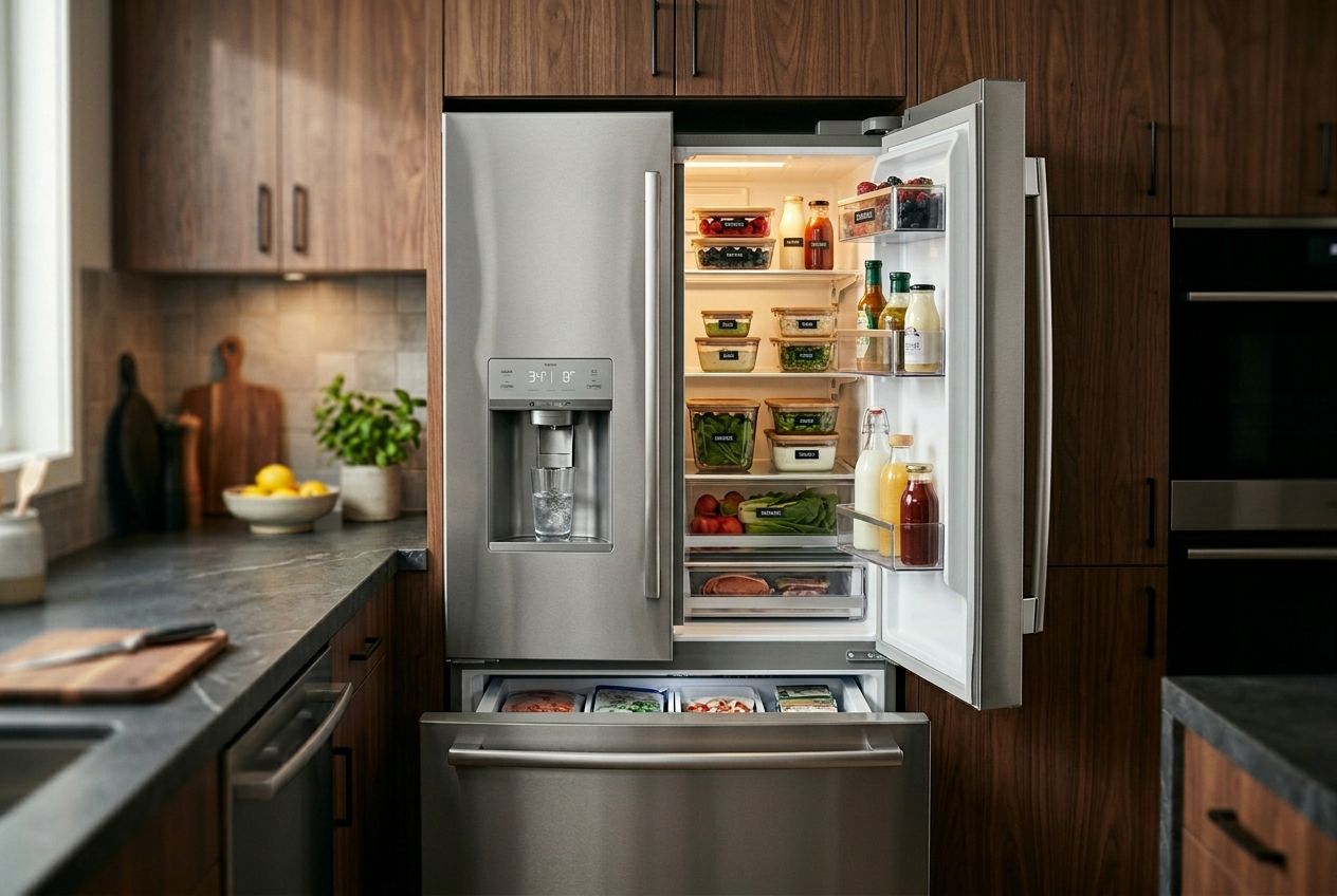 Geladeira French Door aberta