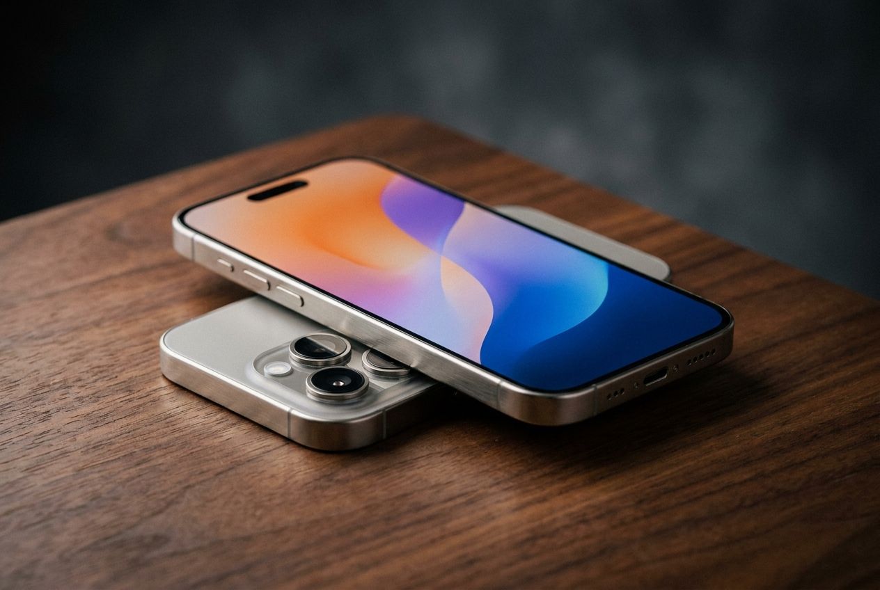 iPhone 16 Pro em mesa de madeira